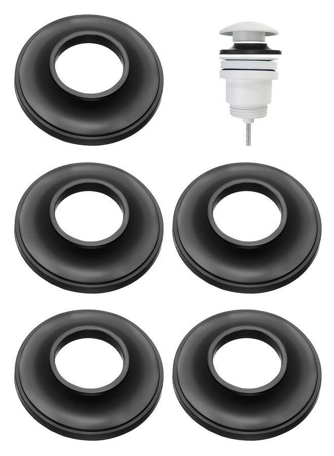 Psiriol 6 PCS Universal Tub Stopper Gasket, Replaces Stoppers Bathtub Drain Gaskets, High Elastic Rubber Seal Tub Stopper Gaskets for Tubs Drain Assemblies (Black) - Image 1